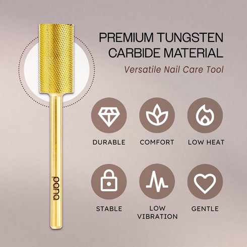 PANA Professional 3/32" Shank Size - Flat Top Large Barrel Gold Carbide Bit, Extra Fine Grit