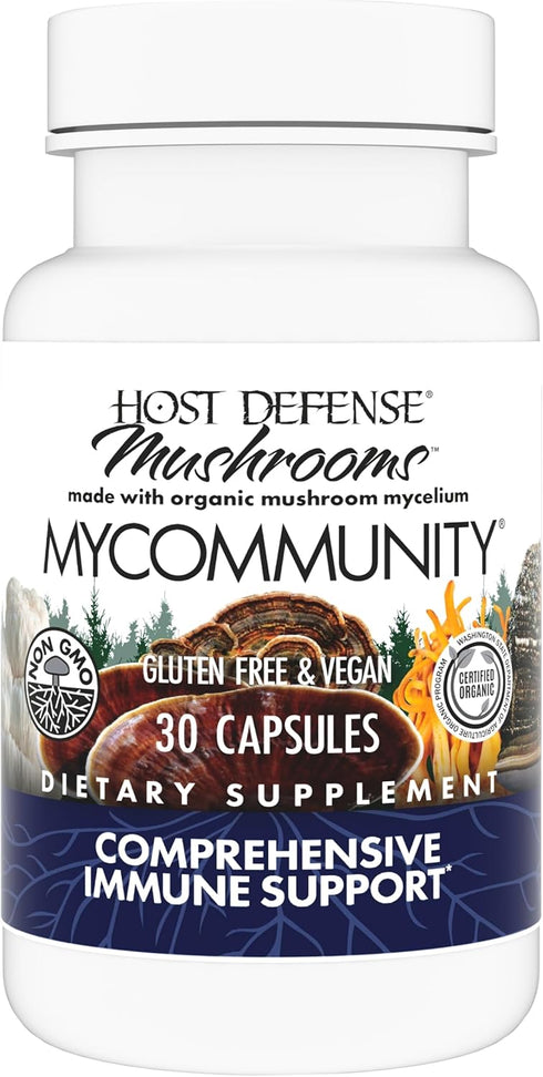 Host Defense MyCommunity Capsules, 30 Capsules for Immune Support with 17 Species Blend