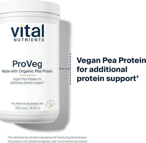 Vital Nutrients ProVeg Organic Pea Protein 524g | Vegan Protein Powder | 23g Protein per Serving