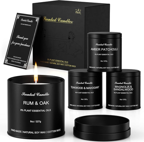 HOFOGOTOWIN Scented Candles for Men Set - 4 Pack Luxury Soy Wax Candles,