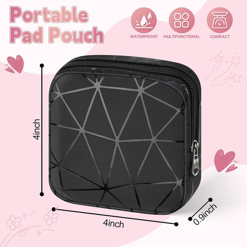 SIDESUGAR Discreet Period Bag Waterproof Geometric PU Sanitary Napkin Storage Bag Portable Menstrual Pad Pouch Cute