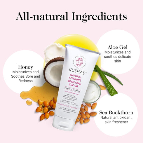 Kushae Feminine Soothing After Shave Cream, Natural Aloe-Based Moisturizer for Women, 4oz