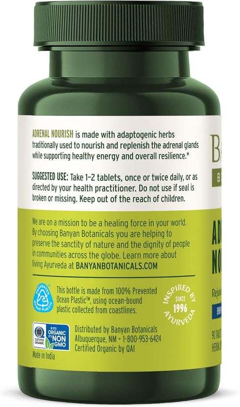 Banyan Botanicals Adrenal Nourish – Organic Adaptogen Supplement for Natural Energy with Organic Ashwagandha, Gokshura