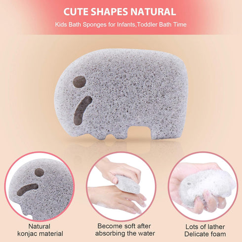 Konjac Baby Sponge for Bathing, Kids Bath Sponges for Infants, Toddler Bath Time, Safe Plant-Based Konjac Baby Bath