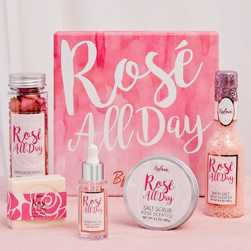 Spa Gifts for Women, 6Pcs Rose Spa Set with Essential Oil, Bath Salt, Soap, Natural Petals - Mothers Day Gift