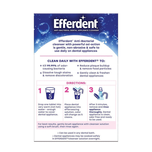 Efferdent Retainer Cleaning Tablets, Denture Cleanser for Dental Appliances, 126 Tablets