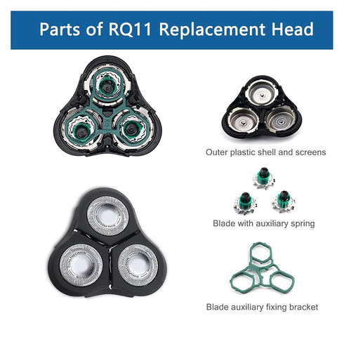 RQ11 Replacement Heads for Norelco Razors, Compatible with Philips 1100 Series, 1150x, 1160x, 1170x, 1180x, Upgraded