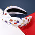 MOLOCH American Flag Headband | 4th of July Knotted Headband Red White Blue USA Stars | Rhinestone Crystal Patriotic