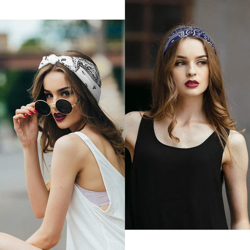WILLBOND 6 Pieces Tie Headband for Women, Adjustable Knotted African Headbands, Non-Slip Floral Hair Bands