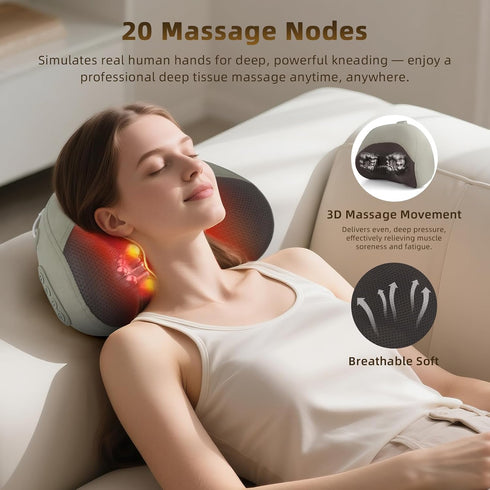 Shiatsu Back Massager with Heat, Neck Pillow for Pain Relief, Shoulder and Lumbar Support Cushion, Cervical Massage Pad