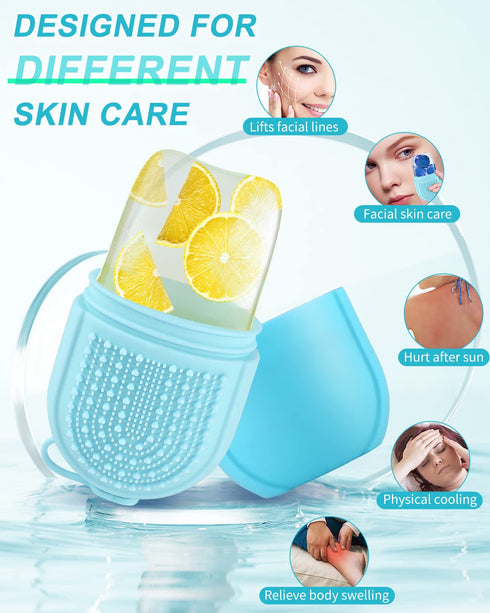 Ice Roller for Face & Eye, Beauty Facial Ice Rollers for Puffiness Relief, Massage Skin Care Tools (Blue)