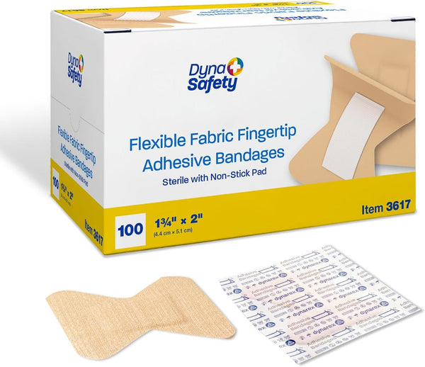 Dynarex Fabric Adhesive Bandages - Sterile & Flexible, 1-3/4x2", 1 Box of 100