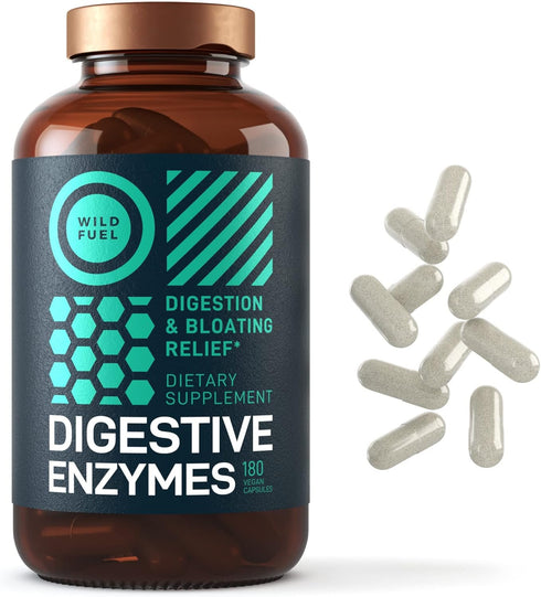 Digestive Enzymes with Probiotics and Prebiotics - Vegan Supplement for Gut Health & Digestion Support - 180 Caps