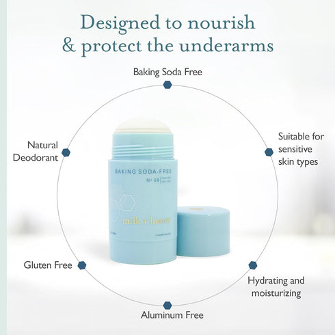 milk + honey Deodorant No. 09 - Baking Soda Free, Aluminum-Free Natural Deodorant for Women & Men, Lavender Tea Tree