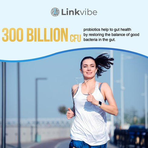Probiotic 300 Billion CFU - 12 Strains with Organic Prebiotics for Digestive & Gut, Immune, Bloating Health - 60 Counts