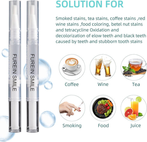 Teeth Whitening Pen, 5 Pens, 50+ Treatments, 35% Carbamide Peroxide Tooth Whitener Gel Brush