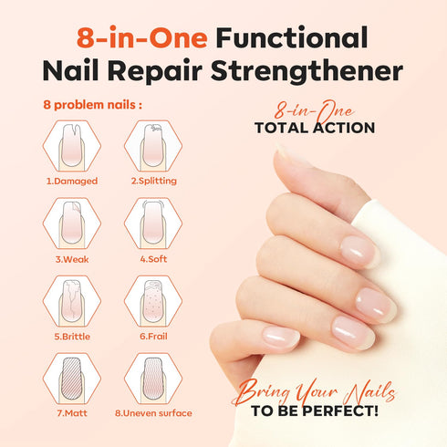 modelones 15ml 8-in-One Nail Ridge Filler Strengthener Base Coat, Pure Bliss Nail Polish Repair Treatment