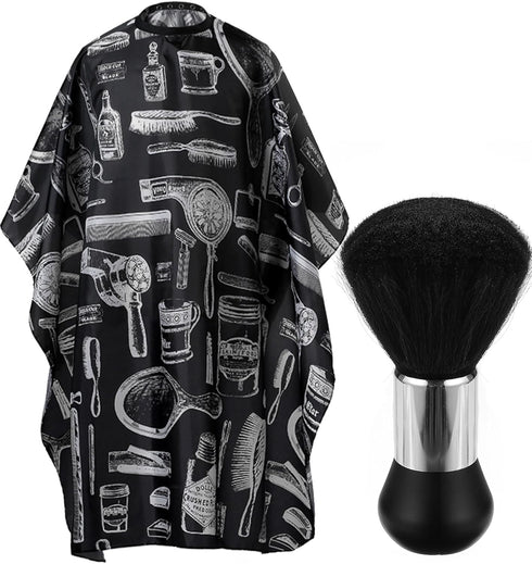 Professional Hair Cutting Cape with Neck Duster Brush, Salon Barber Cape, Hairdressing Accessories (Floral Print)