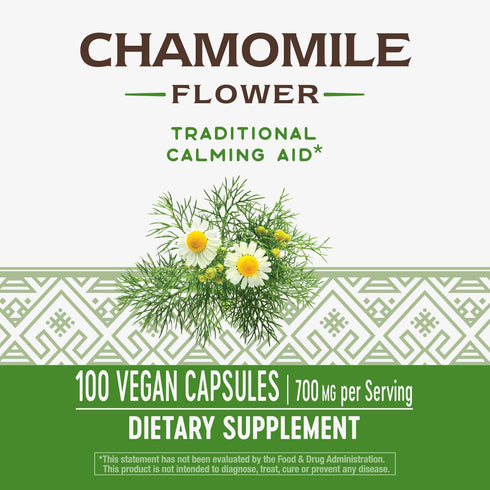 Nature's Way Chamomile Flower - 700 mg per 2-Capsule Serving, Herbal Supplement, 100 Vegan Capsules