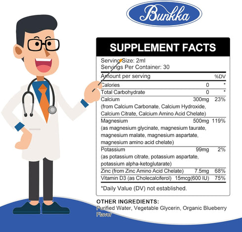 Potassium Magnesium Supplement with Calcium, Vitamin D3, Zinc, Sugar Free & Vegan Liquid Drops