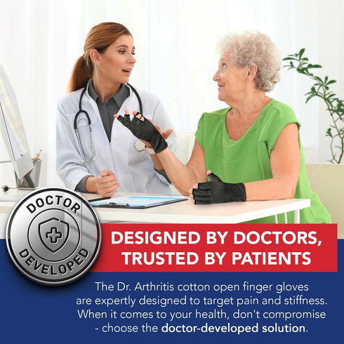 Doctor Developed Compression Gloves, Open-Finger Arthritis Gloves for Women and Men, Typing Gloves for Carpal Tunnel