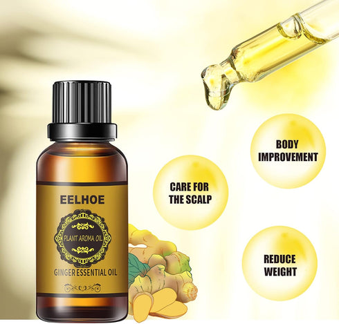 HuaQing 30 ML Belly Drainage Ginger Oil, Promote Blood Circulation Metabolism SPA Lymphatic Drainage Massage Oil.