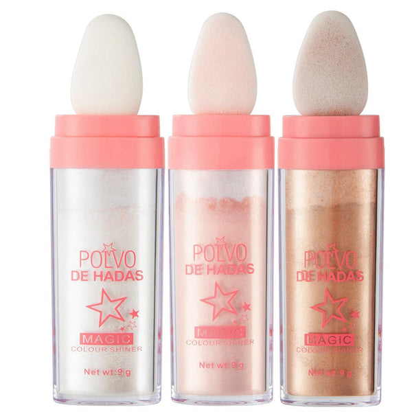 URQT 3 Color Polvo De Hadas Fairy Dust Highlight Powder, Full Body Contouring and Clavicle Pearlescent Powder