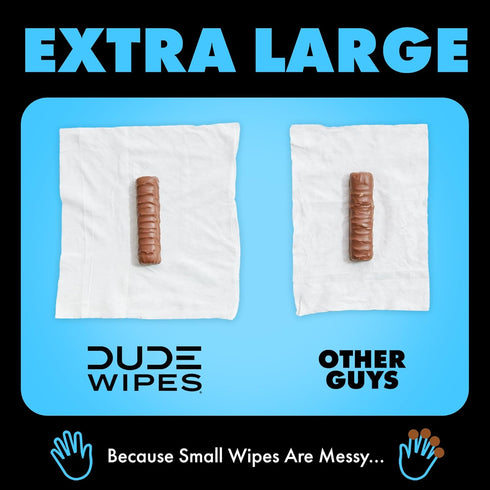 DUDE Wipes Flushable Wipes, 3 Pack of 144 Unscented Extra-Large Adult Wet Wipes with Vitamin-E & Aloe
