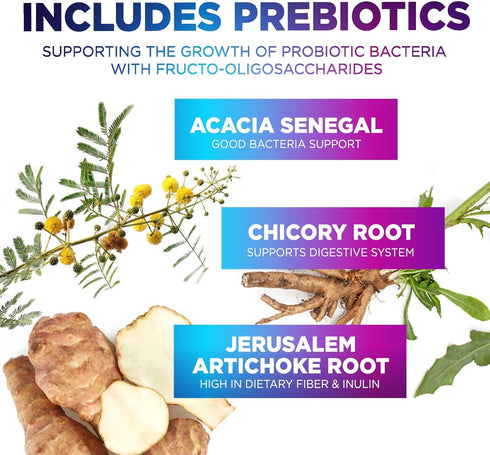 Daily Probiotics and Prebiotics 60 Billion CFU - 10 Strains, 60 Capsules for Gut Health, Constipation, Gas & Bloating
