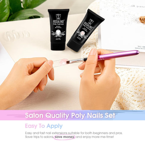 ROSALIND 2 PCS Soft Pink&White Poly Extension Gel for Nails, 30ml White & Light Pink Poly Builder Acrylic Nail Colors