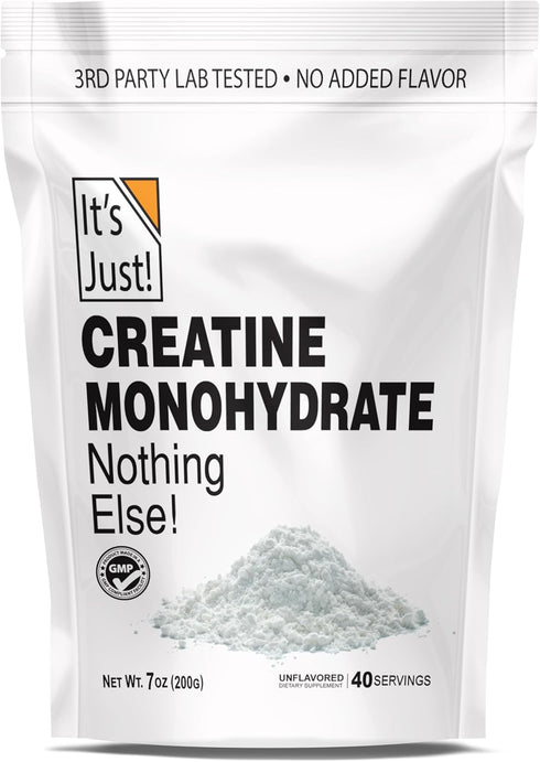It's Just! - Creatine Monohydrate Powder, Pure Creatine, Made in USA, 5g Per Serving, Unflavored, 200g