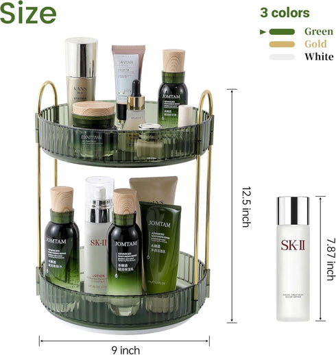 Rotating Makeup Organizer for Vanity, 360 Spinning Clear Storage for Perfume, Skincare, Lipstick on Bathroom Countertop