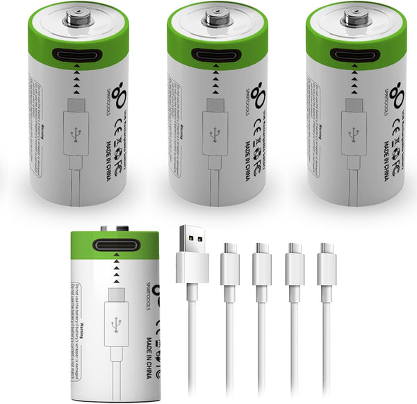 4 Pack CR2 Rechargeable 3.7V Lithium Batteries, 300mAh, USB Type C Fast Charge