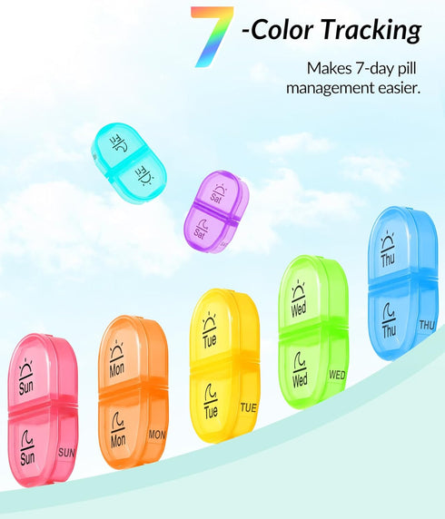 Weekly Pill Organizer 2 Times a Day, ZIKEE AM PM Pill Box with 7 Detachable Cases, BPA-Free
