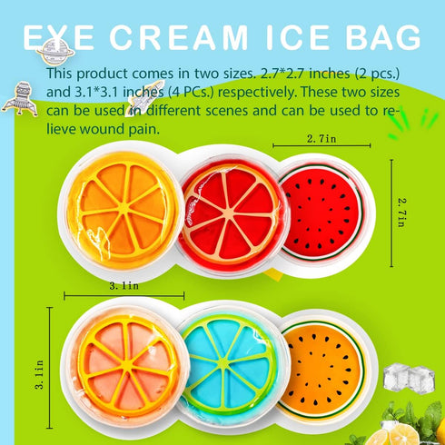 Kids Ice Pack, Reusable Hot or Cold Gel Cooling Pad for Injuries, Swelling, Pain Relief, and Tired Eyes (Fruit)