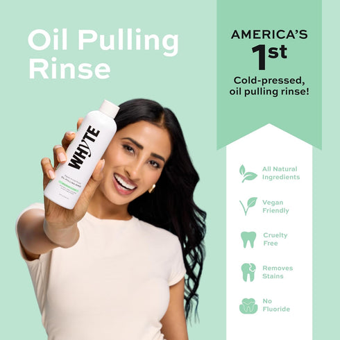 WHYTE Organic Coconut Oil Pulling Mouthwash for Teeth Whitening & Gum Health (Spearmint)