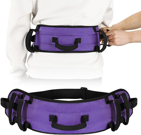 Rhino Valley Gait Belt for Senior, 59" Anti-Slip with 7 Handles, Medical Transfer Belt with Quick Release Buckle,