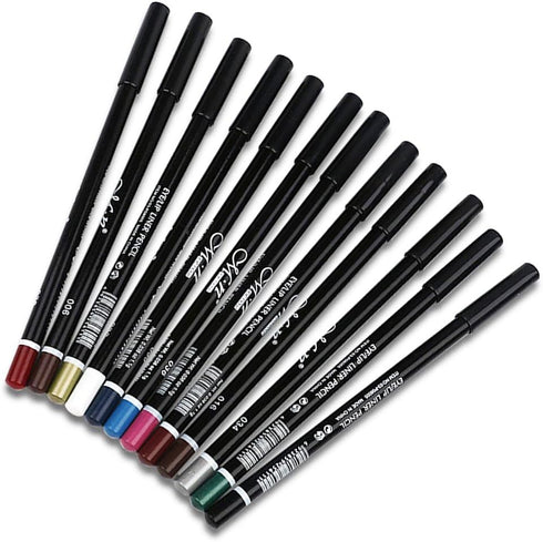 12Pcs Lot Set - 12 Colors Waterproof Eyeliner Pencil with Sharpener