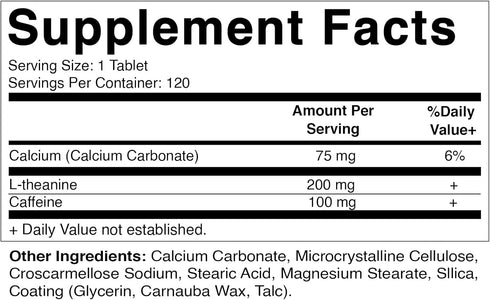 Vitamatic L-Theanine 200mg with Caffeine 100mg, 120 Vegetarian Tablets Nootropic Supplement for Focused Energy & Clarity