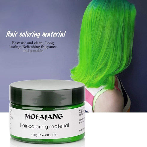 Unisex Hair Wax Color Dye Styling Cream Mud, Washable Temporary Pomade for Natural Hairstyle, Party Cosplay (Green)