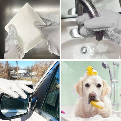 Silicone Magic Gloves, Ultimate Cleaning Gloves for Dishwashing, Kitchen, Pet, and Car