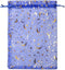 SUNGULF 100Pcs Blue Sheer Organza Drawstring Pouches with Stars and Moon for Wedding Party Favor Bags