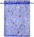 SUNGULF 100Pcs Blue Sheer Organza Drawstring Pouches with Stars and Moon for Wedding Party Favor Bags