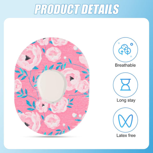 25pcs Sensor Covers for Dexcom G7 - Waterproof Overpatches with Flower Pattern Adhesive Stickers