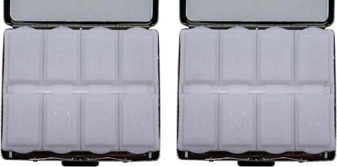 Set 2 (7-Day) of Metal-Plated Weekly Pill Box Case & Portable Medicine Organizer (Gunmetal Victorian)