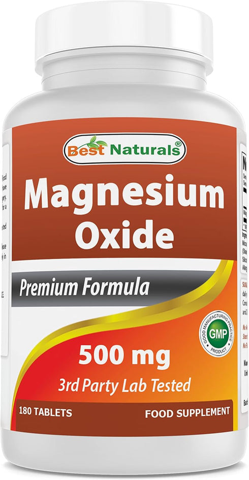 Best Naturals Magnesium Oxide 500 mg, 180 Tablets