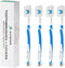 4 Pack Medium Bristle Toothbrushes for Adults - Individually Wrapped with Covers, Blue