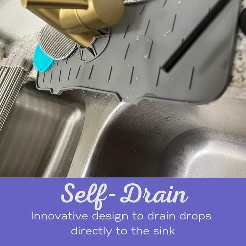 Kitchen Sink Splash Guard, Faucet Mat for Kitchen Sink, Food Grade Silicone Scrubber Dish Set