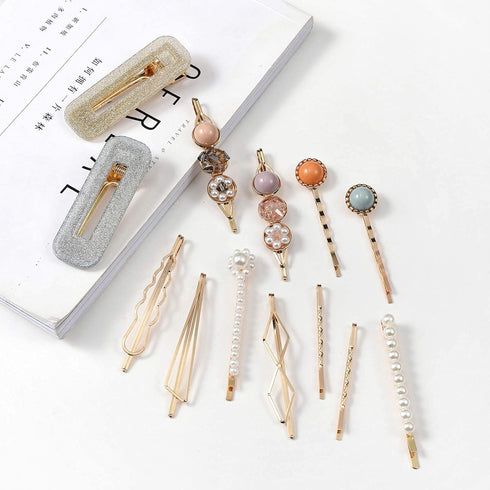 Mehayi 20 PCS Macaron Pearls Hair Clips, Handmade Cute Hair Barrettes, Elegant Gold Hair Accessories for Women Girls