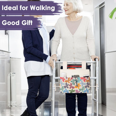 15"x11.5" TOGETRUE Walker Bag, Handy Walker Basket with Water Cup Holder, Walker Accessories Storage Bag for Folding